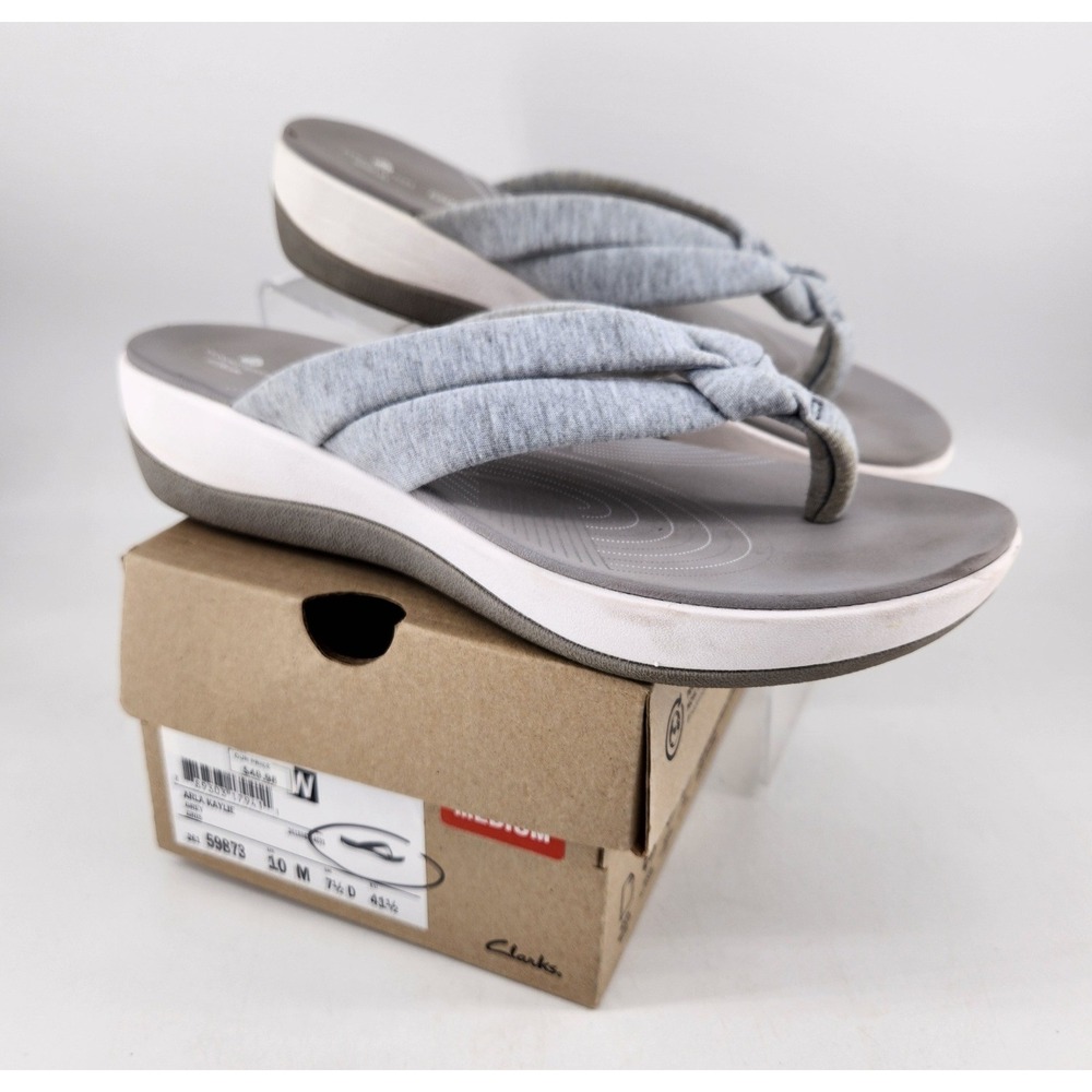 Clarks Arla Kaylie Sandal Women 10 Grey‎ Cloudsteppers Flip Flop 26159873
